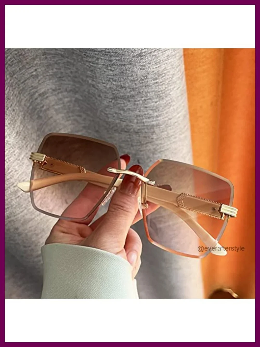 Women's Rimless Gradient Sunglasses HD Polarized UV400 Large Oval